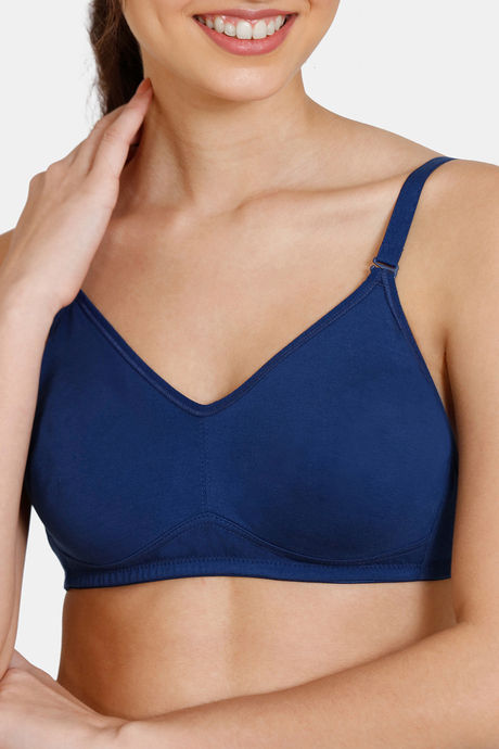 Zivame Beautiful Basics Double Layered Non Wired Full Coverage Backless Bra - Blue Depth — image 6